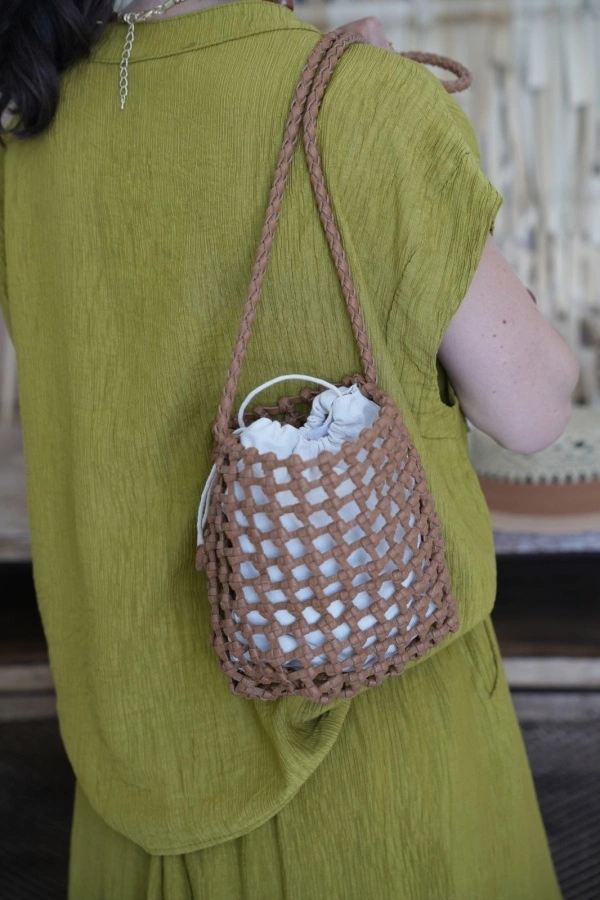 Sac Camel Cuir Bourse HELLO