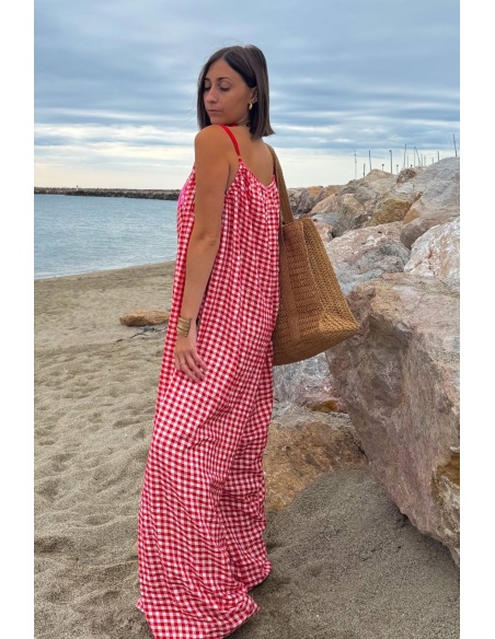 BICHETTE Red Vichy Jumpsuit