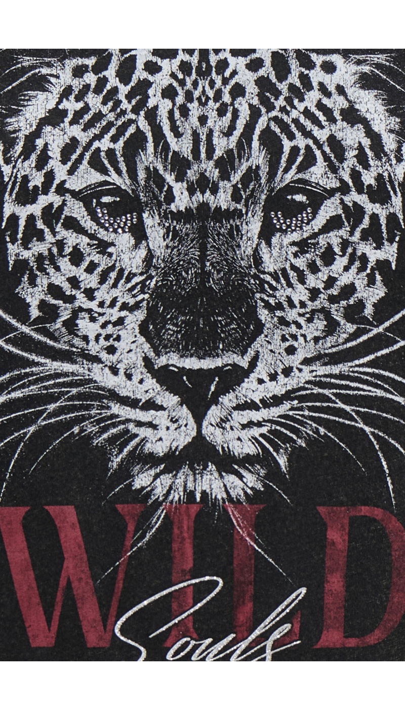 T-shirt nera selvaggia ONLLUCY