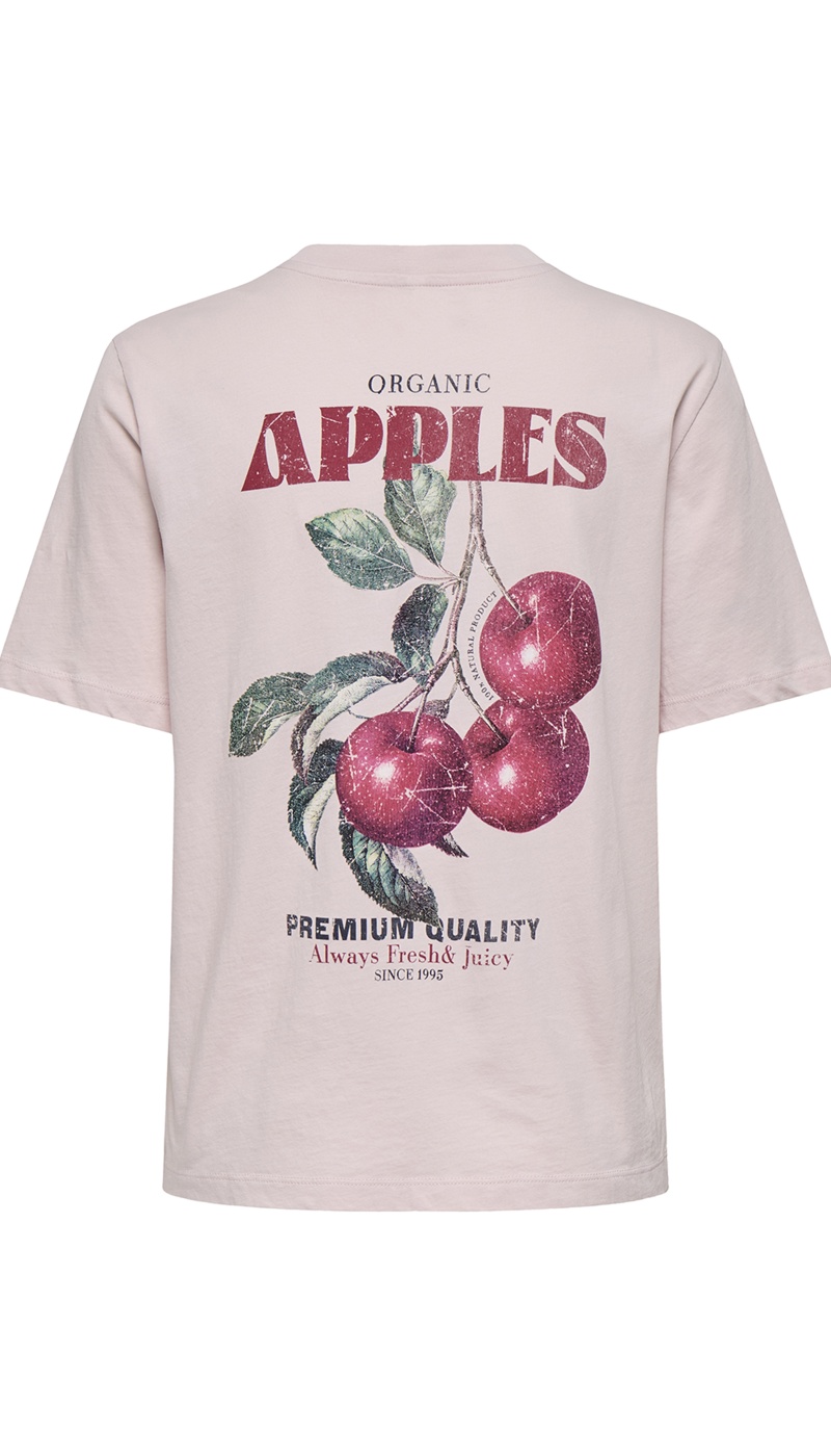 Camiseta Maçãs Lilás Pálido ONLLUCY
