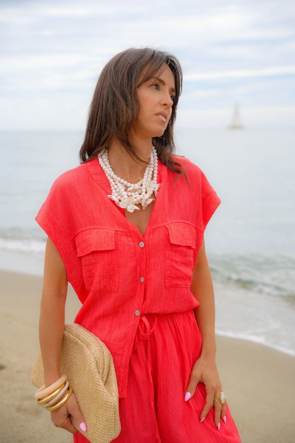 Chemisier Corail AGATHE Noho - 1 | FEMMES