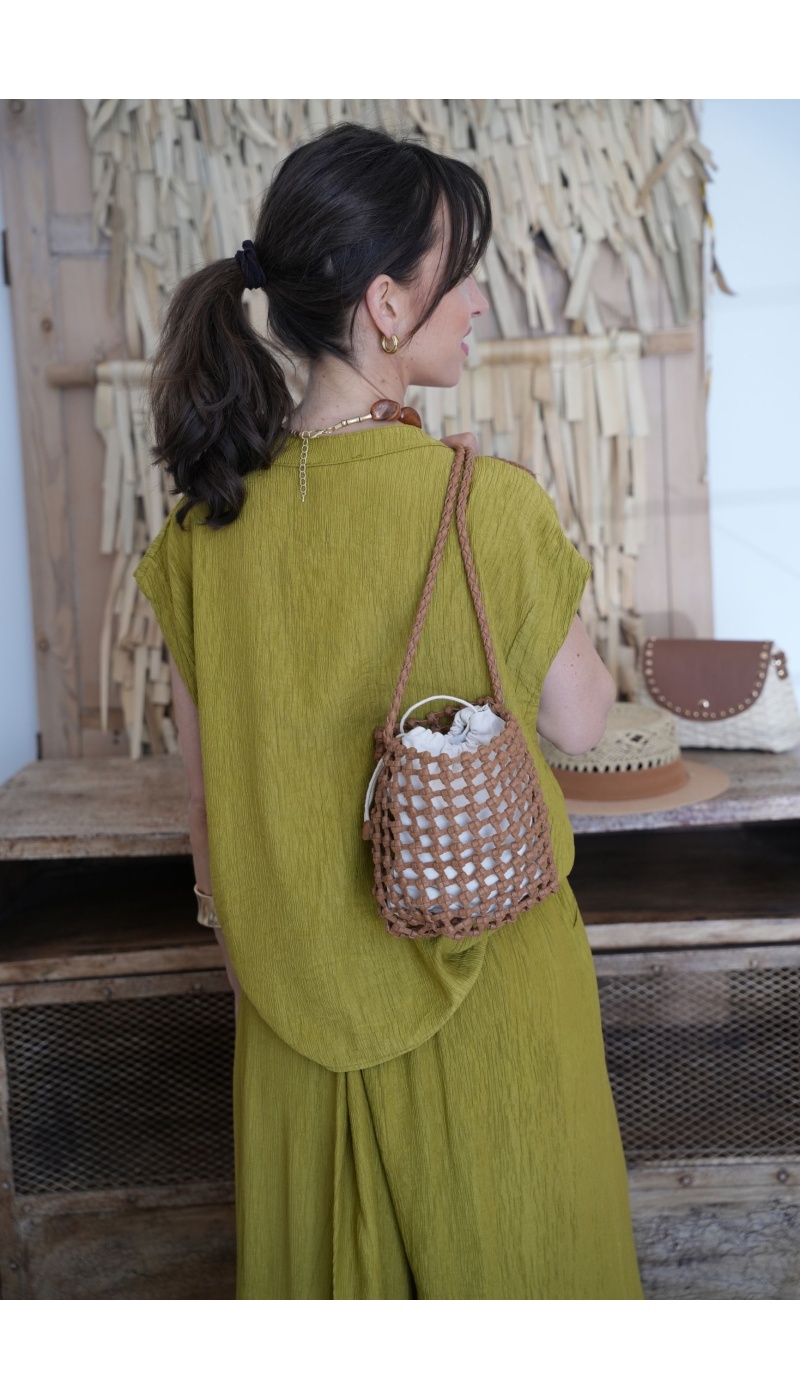 Sansma Green Blouse E26 - Chic Elegance and Comfort