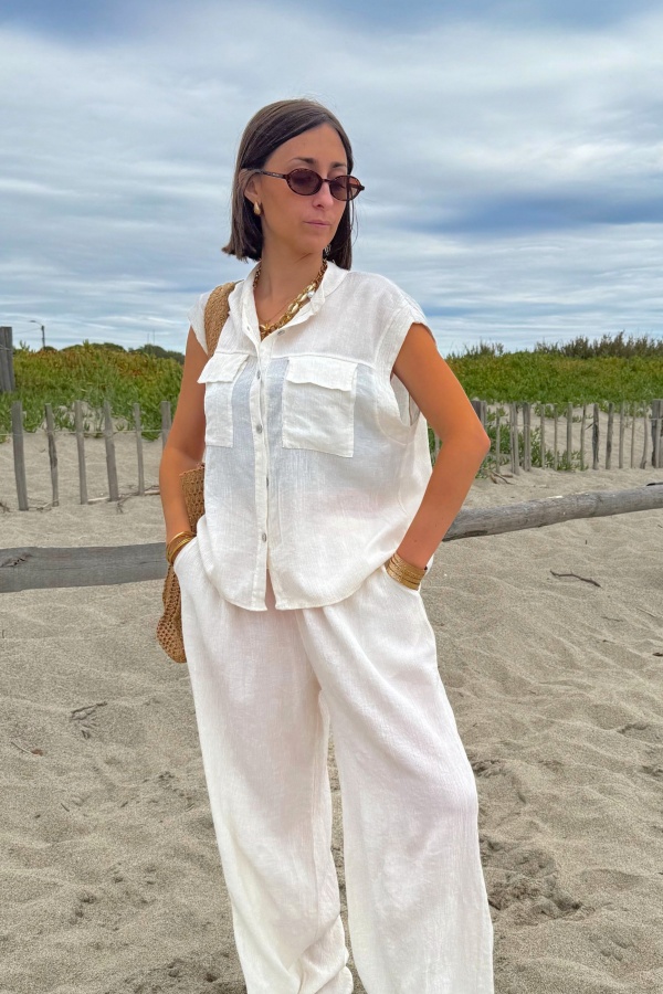 AGATHE Ecru-Bluse