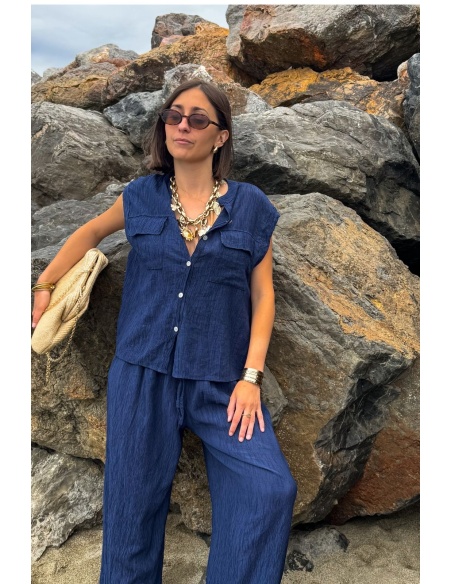 AGATHE Marineblaue Bluse