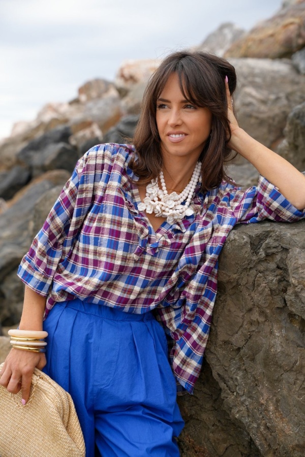 Blouse Carreaux Bleu KAYLA