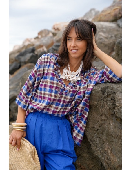 Blusa Cuadros Azul KAYLA