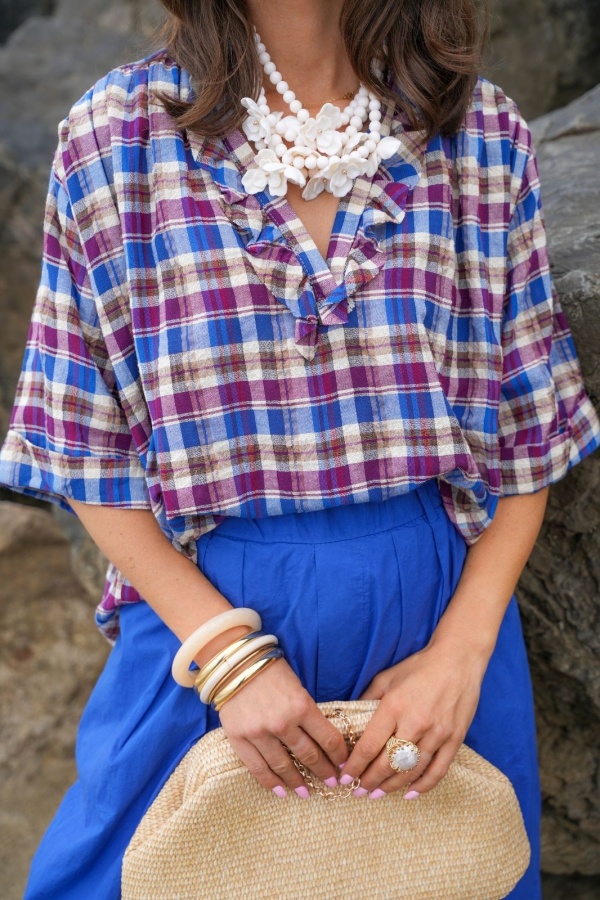 Blau karierte Bluse KAYLA 2