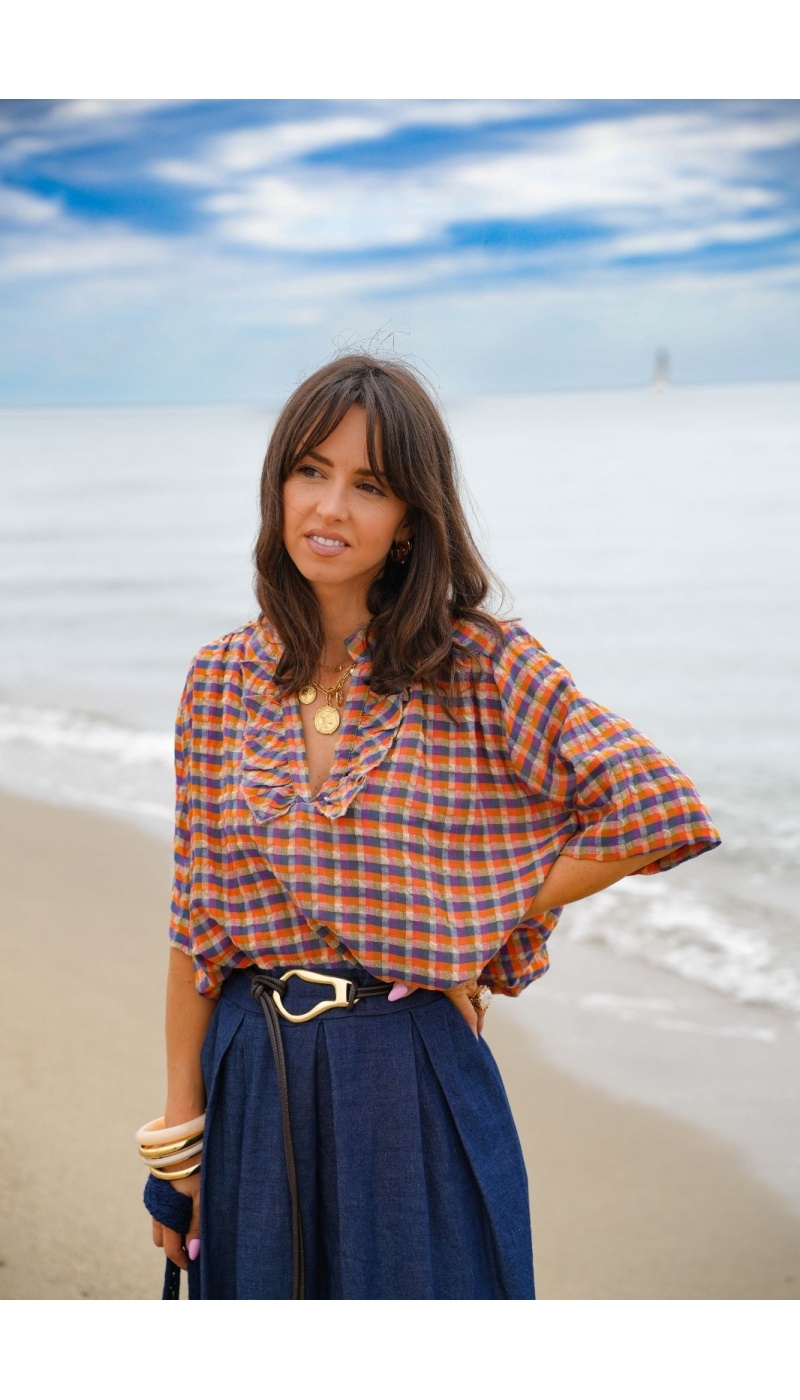 Orange Check Blouse KAYLA
