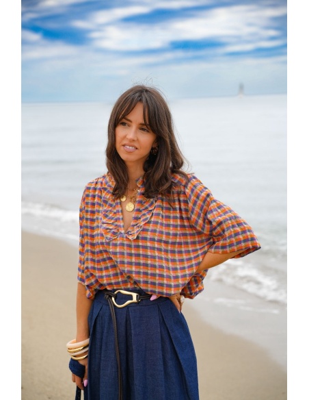 Orange Check Blouse KAYLA