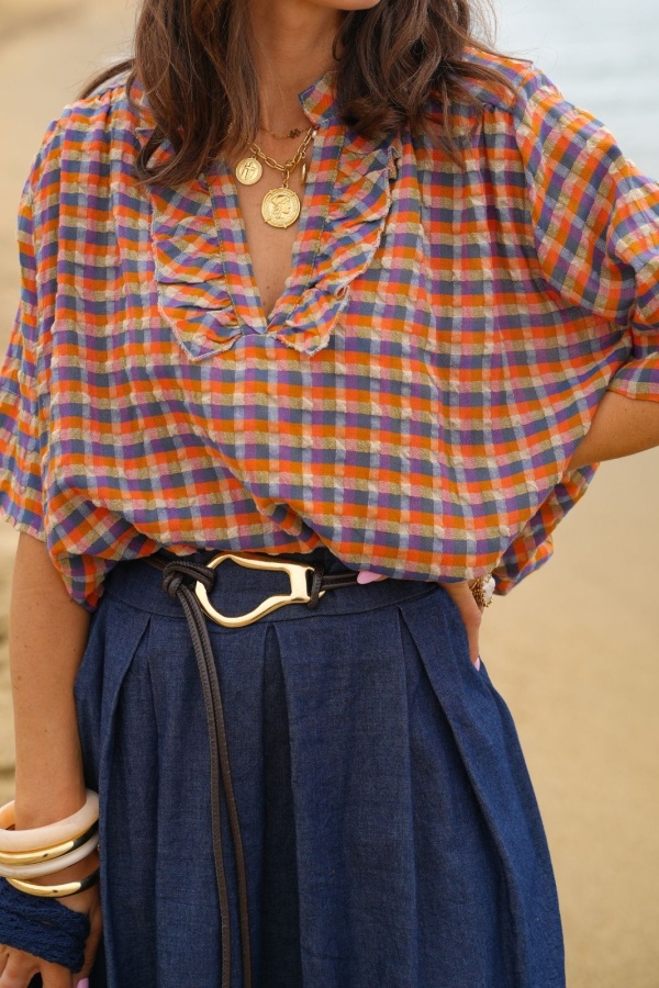 Orange Check Blouse KAYLA 2