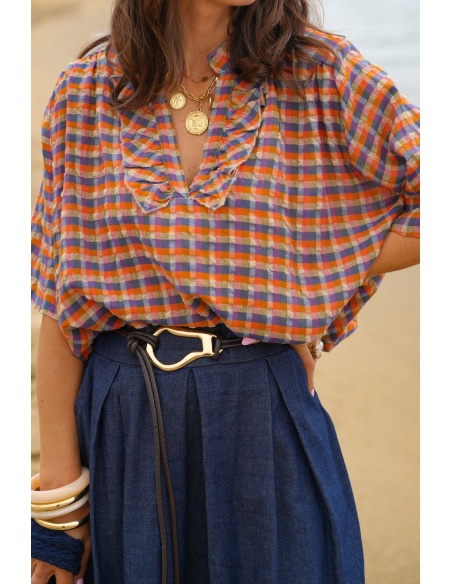 Blusa Xadrez Laranja KAYLA