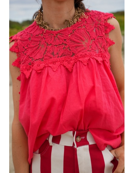 Top Brodé Rouge LOLA