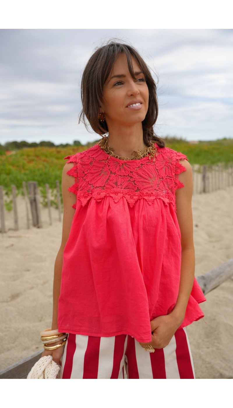 Top bordado rojo LOLA
