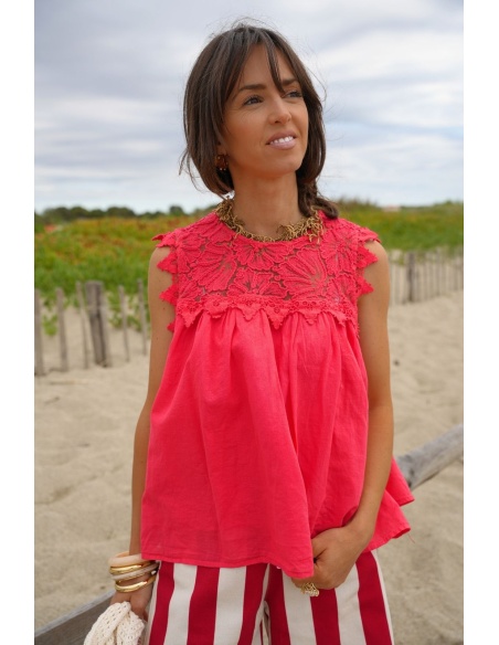 Red Embroidered Top LOLA