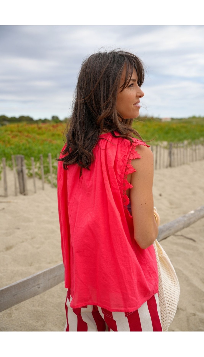 Top Brodé Rouge LOLA