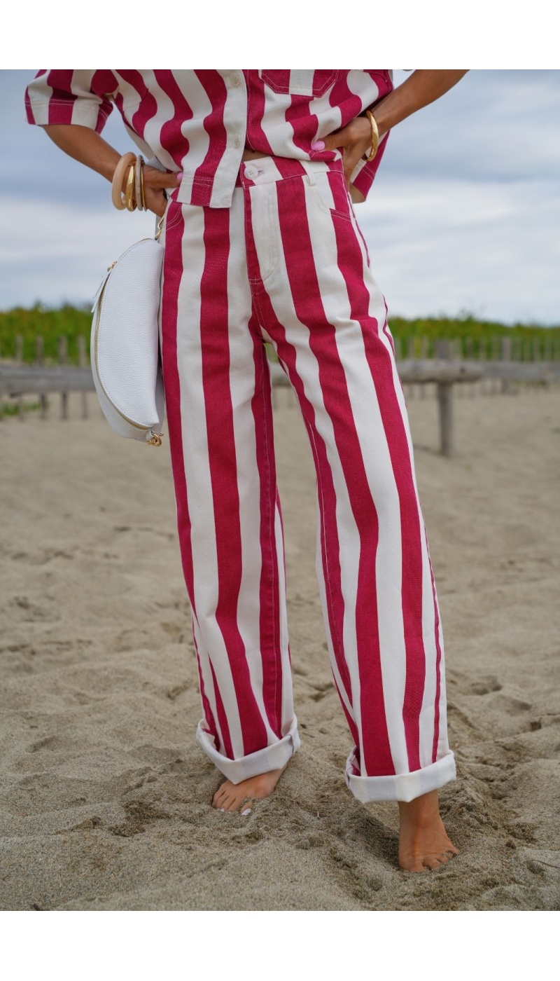 Pantalón Rayas Rojo/Crudo MIA