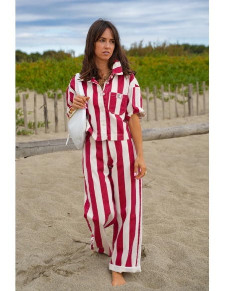 Pantalon Rayé Rouge/Ecru MIA