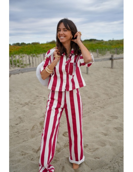 NORA Red/Ecru Striped Jacket