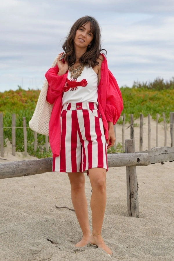Short Rayé Rouge LOU