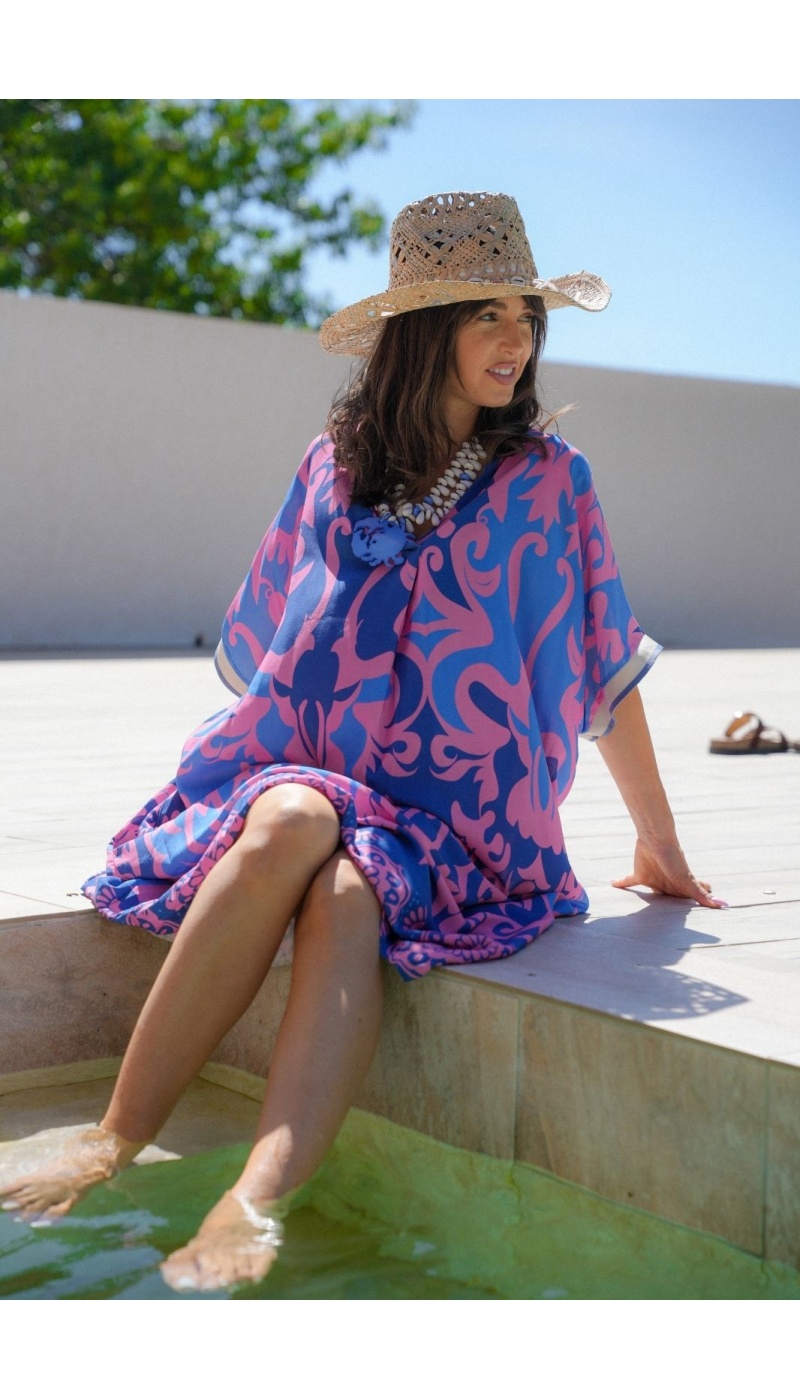 Elektrisch rosa langes Kleid VAIANA
