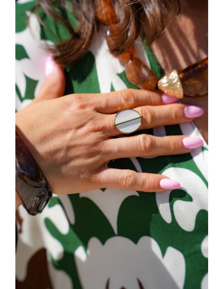 Bague Ovale Blanc AMAYA