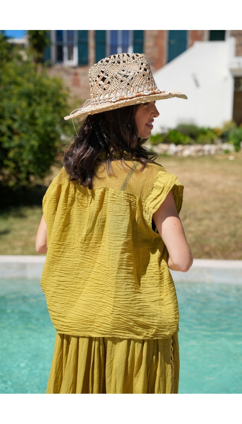 GRACIO Top in rete verde oliva