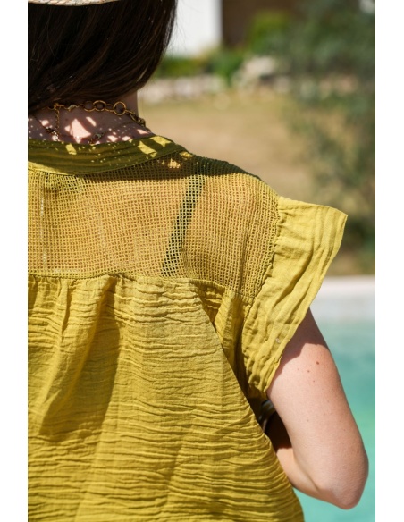 GRACIO Olive Net Top