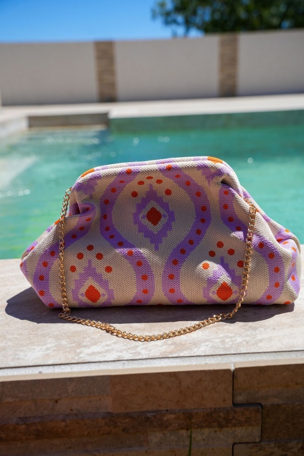 POCHETTE ECRU LILAS E26