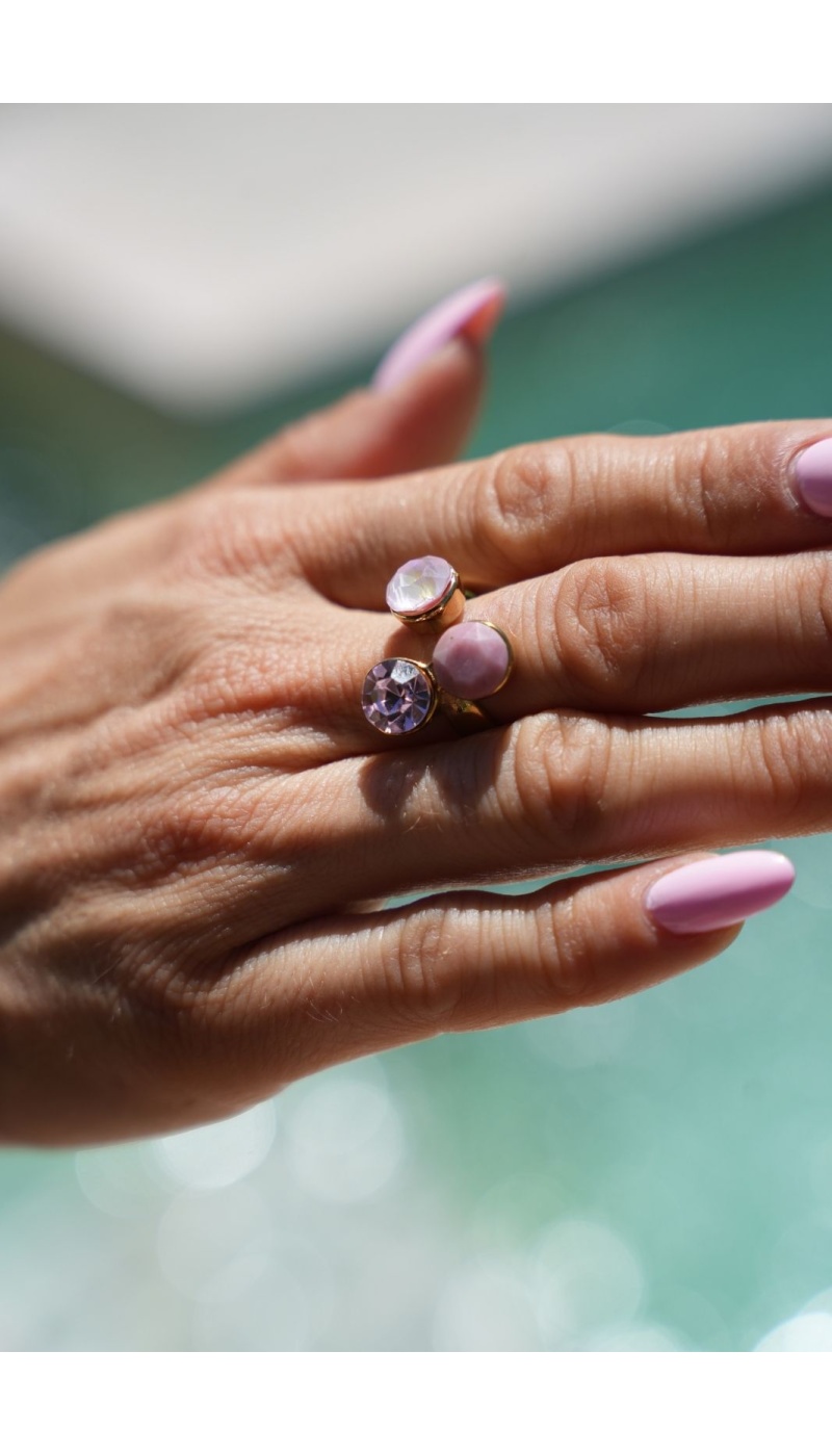 Bague Strass Rose C LIA