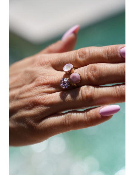 Bague Strass Rose C LIA