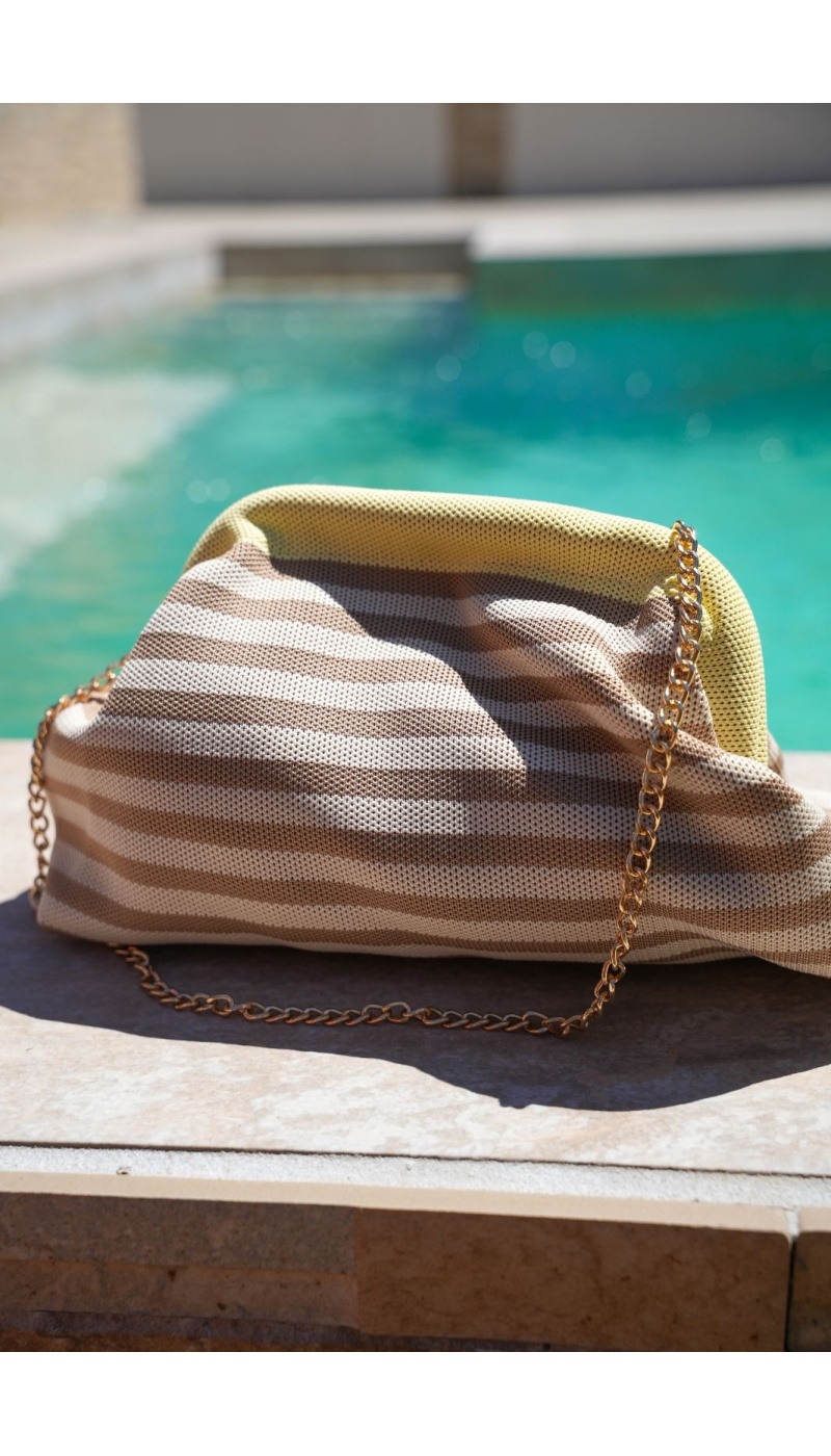Clutch ARGENTER Amarelo Bege Listrado
