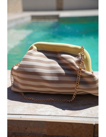 ARGENTERA Gelb-beige gestreifte Clutch