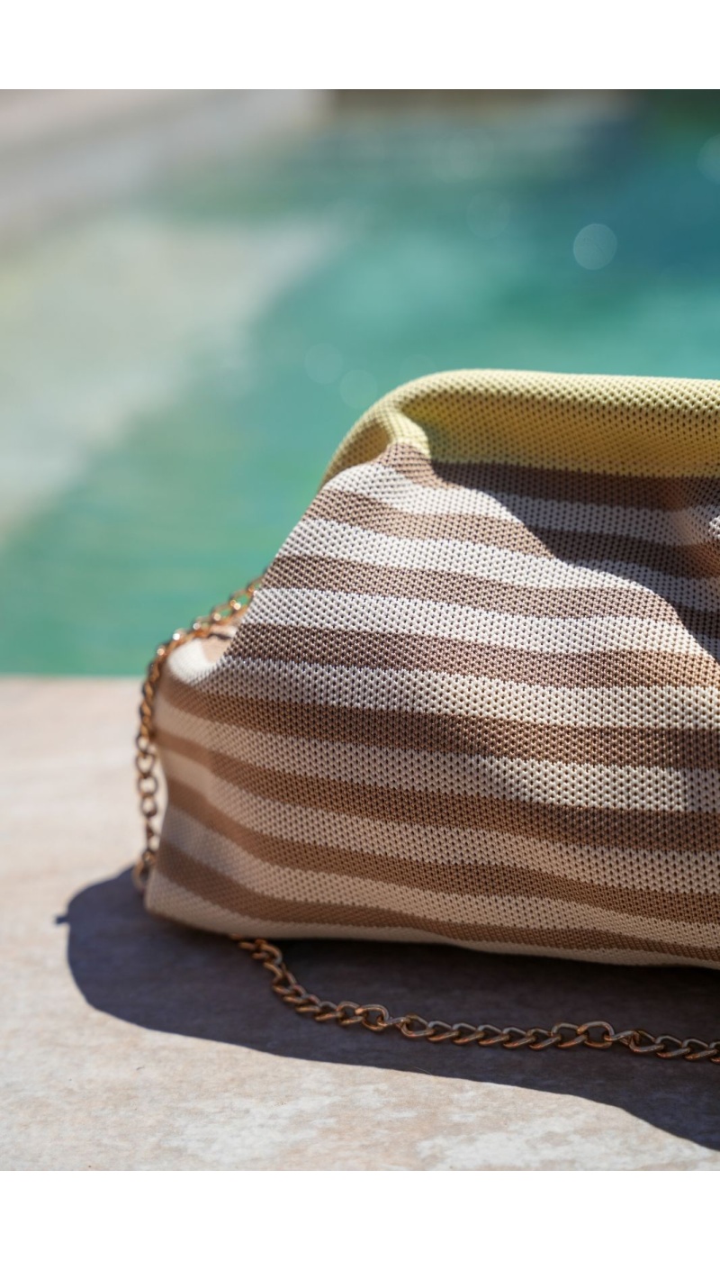 ARGENTERA Gelb-beige gestreifte Clutch