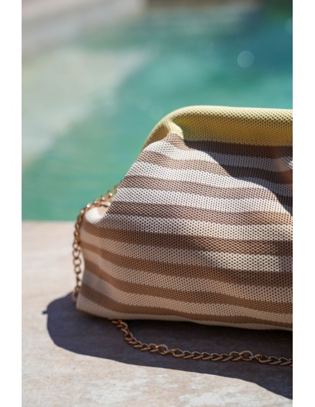 Clutch ARGENTER Amarelo Bege Listrado