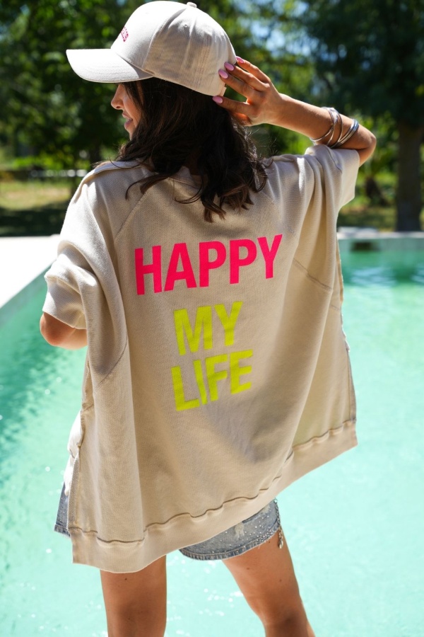 PULL FEMME HAPPY ECRU E26