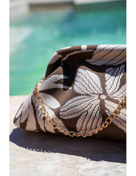 Braune Blumen-Clutch SULAYE
