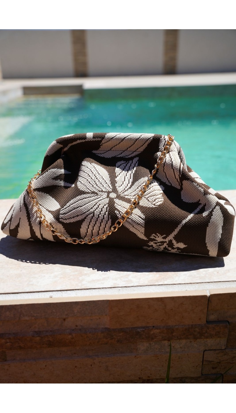 Pochette con fiori marroni SULAYE