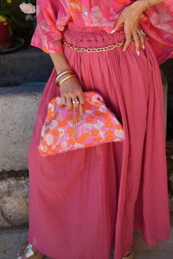 CLEANE Pink Flowers Pouch