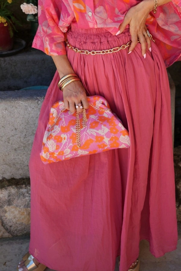 Pochette Fleurs Rose CLEANE