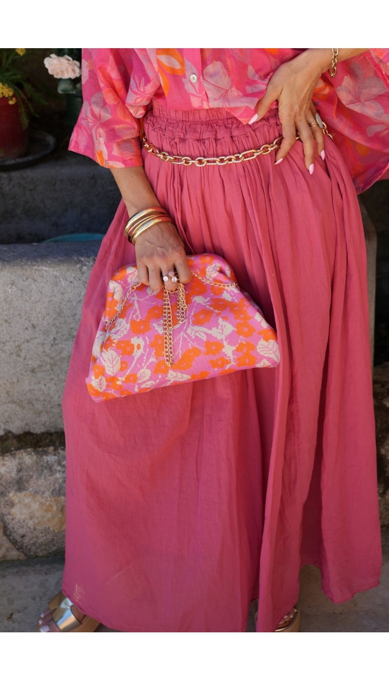 POCHETTE FLEURS ROSE E26