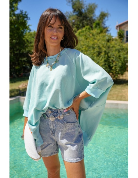 LINDA Jeansshorts mit Strasssteinen