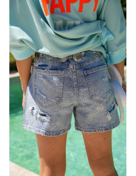 LINDA Rhinestone Jean Shorts