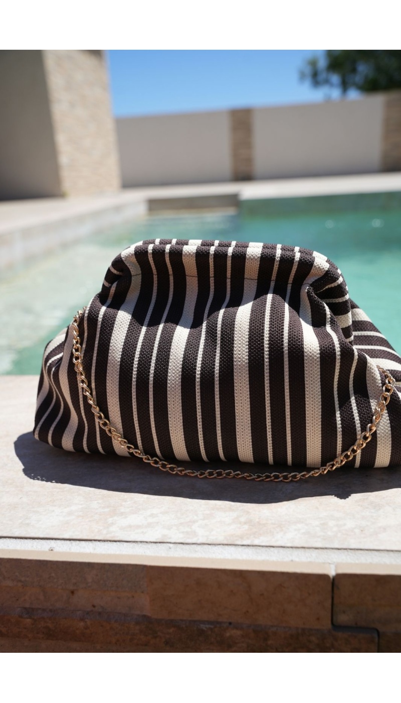 LISIA Brown Striped Clutch