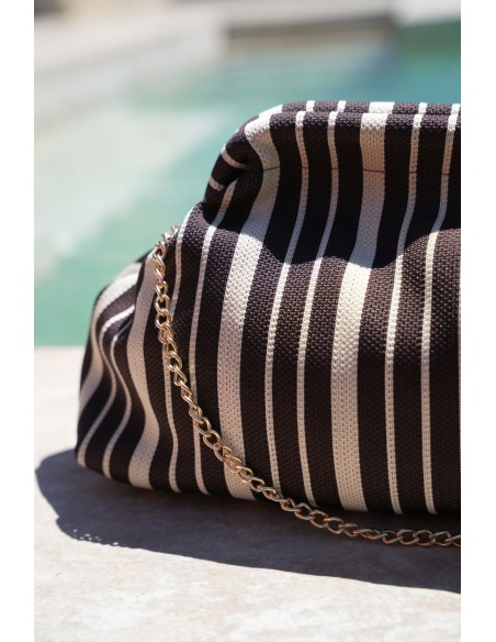 LISIA Braun gestreifte Clutch