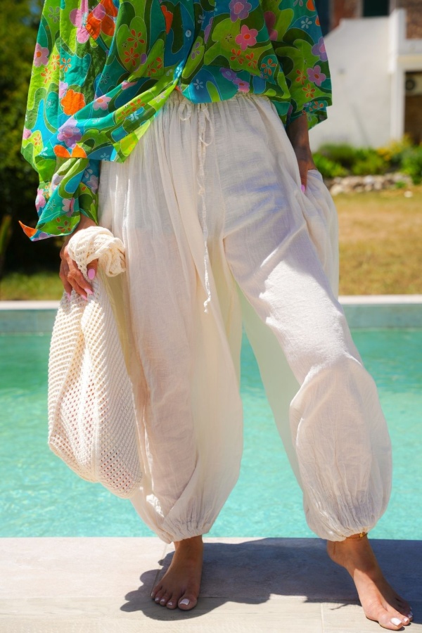 PANTALON FEMME BOULE ECRU E26 2