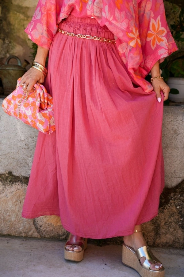 Jupe Longue Vieux Rose KAYLY 2