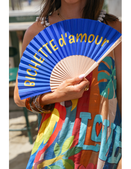 Eventail Bleu BICHETTE D'AMOUR