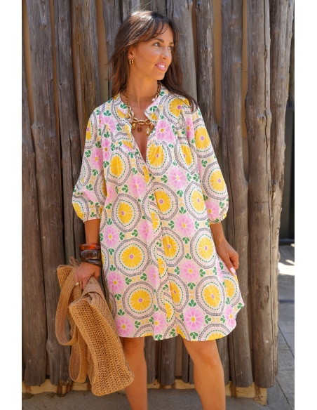 Gelbes Blumenkleid ORLANDINE