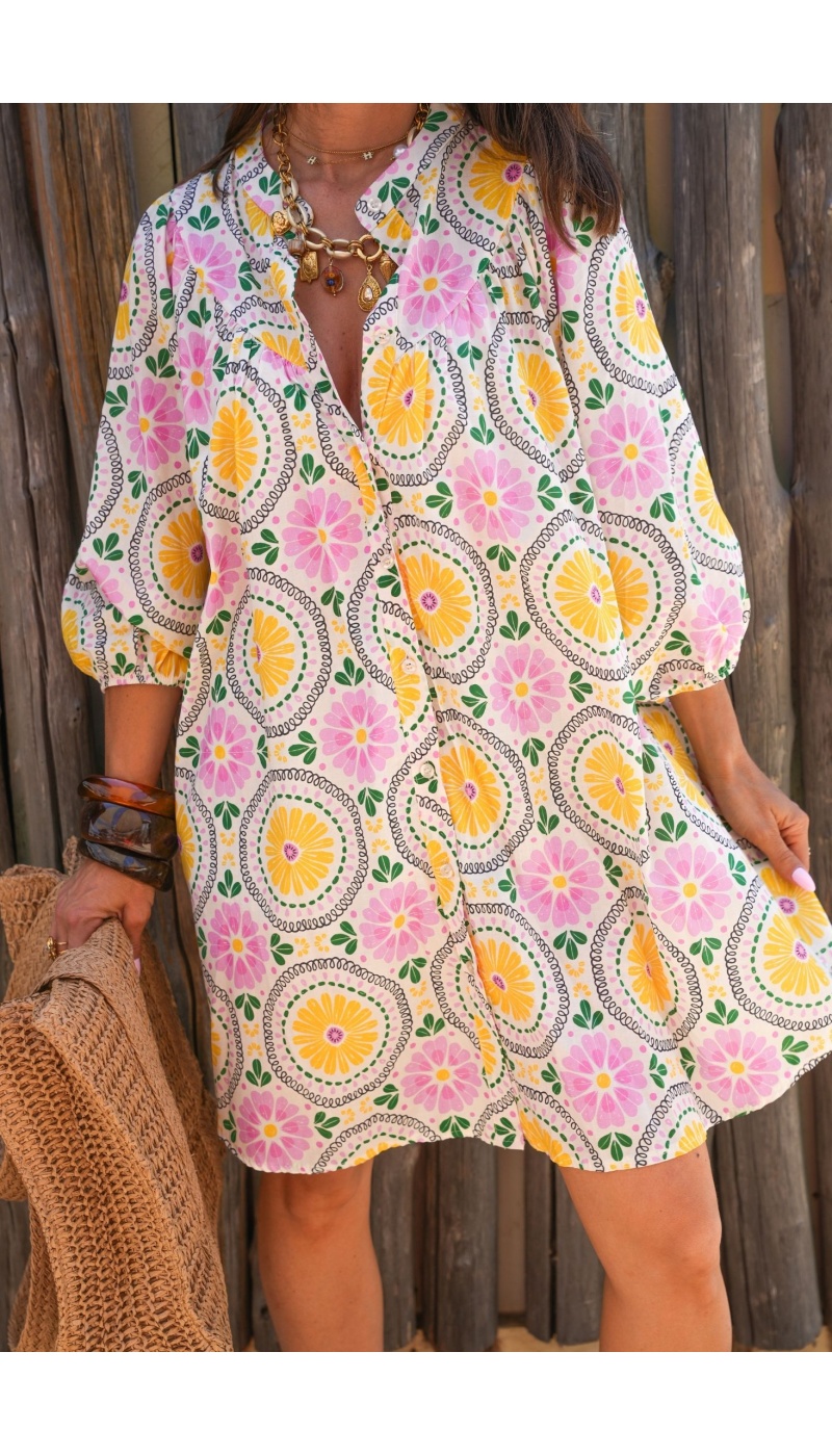 Yellow Flower Dress ORLANDINE