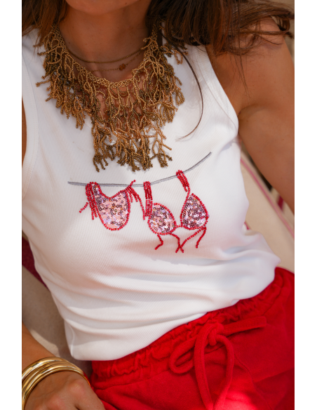 Canotta in Jersey Rossa PAMELA - Eleganza e Comfort